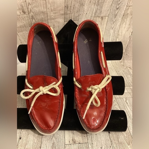 Cole Haan Boat Shoes Slip on Patent Red Size 8 B - Picture 1 of 7